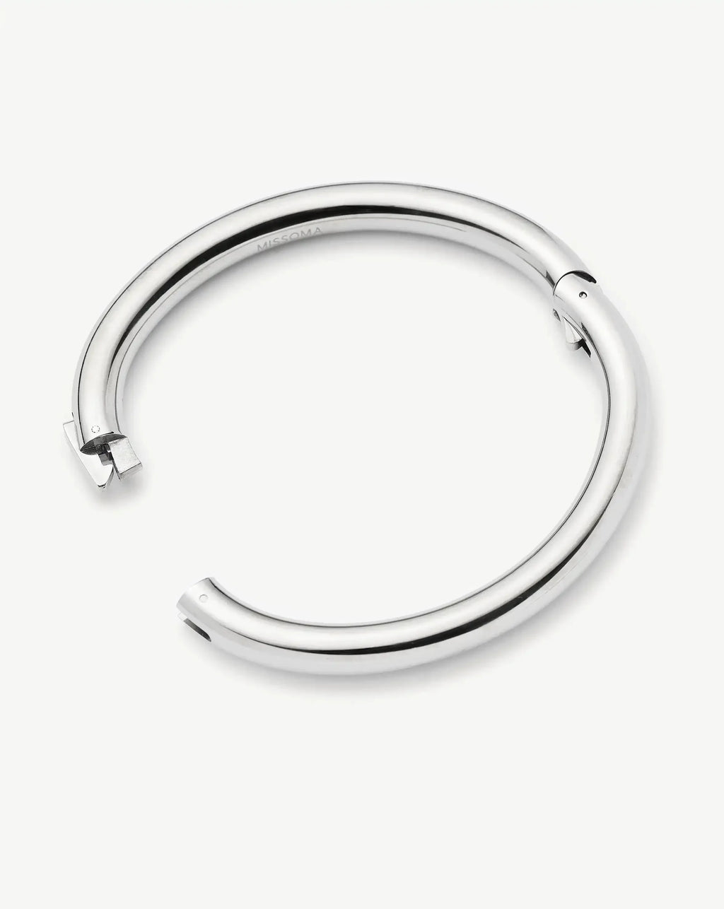 Chunky Round Hinged Bangle | Platinum Plated