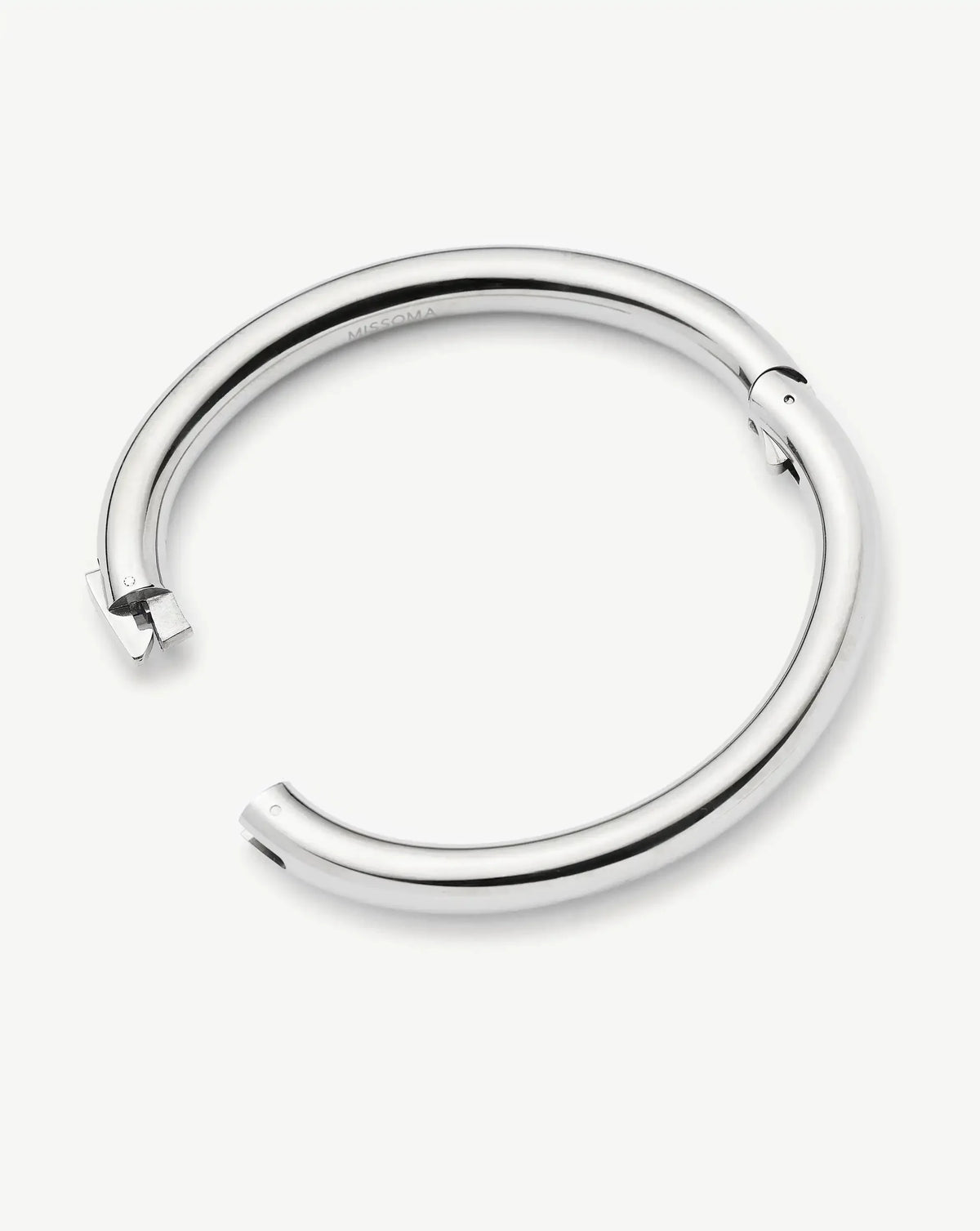 Chunky Round Hinged Bangle | Platinum Plated