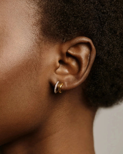 Classic Double Huggies | 18ct Gold Vermeil/Cubic Zirconia