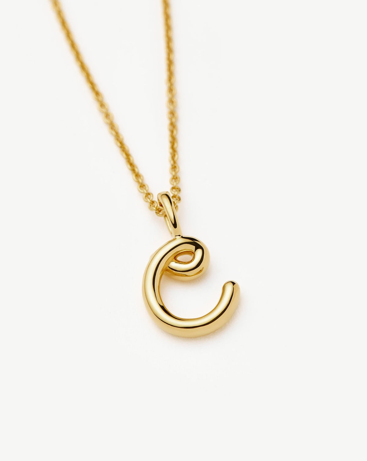 Curly Molten Mini Initial Necklace - C | 18ct Gold Vermeil
