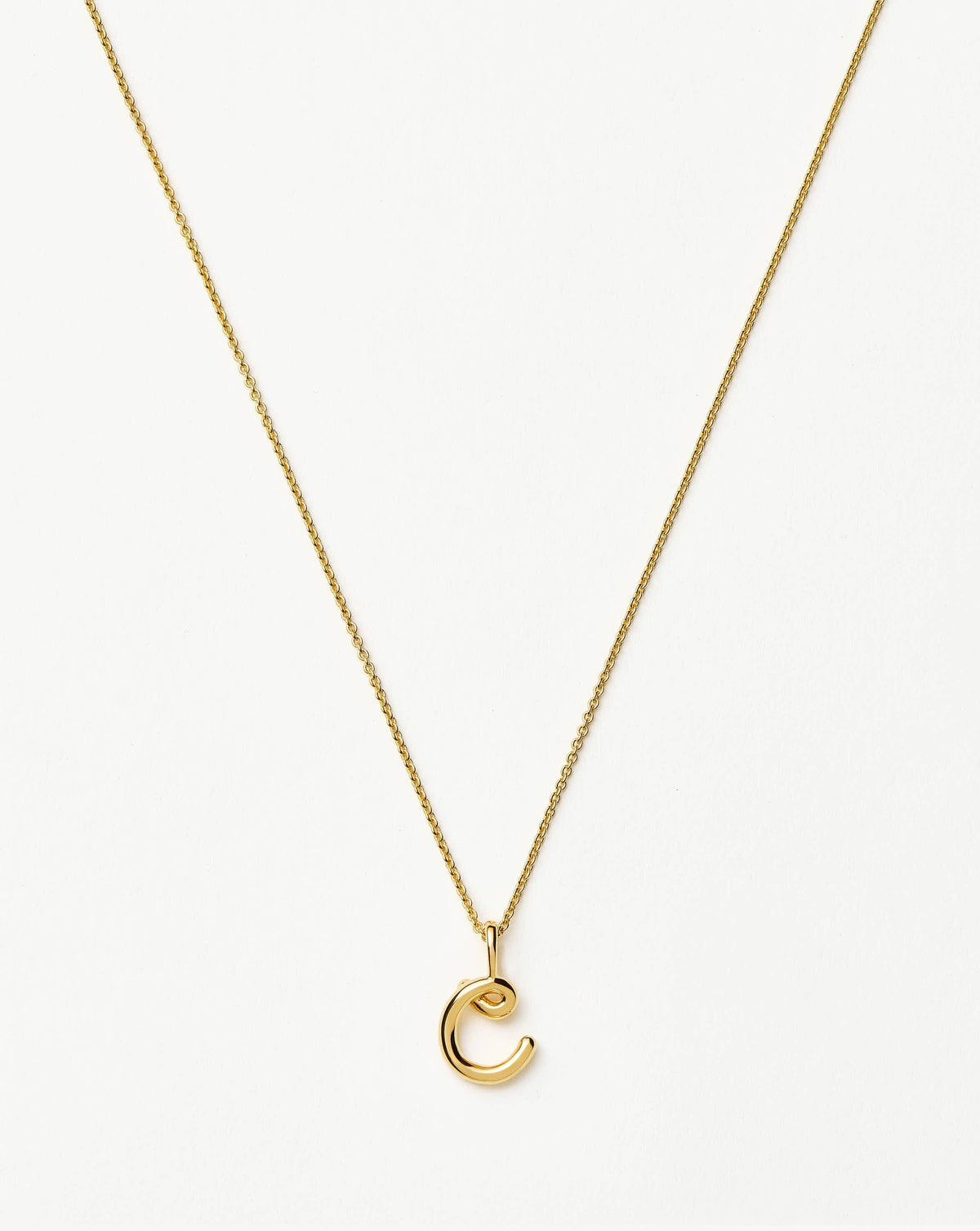 Curly Molten Mini Initial Necklace - C | 18ct Gold Vermeil