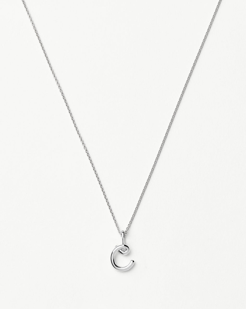 Curly Molten Mini Initial Necklace - C | Sterling Silver