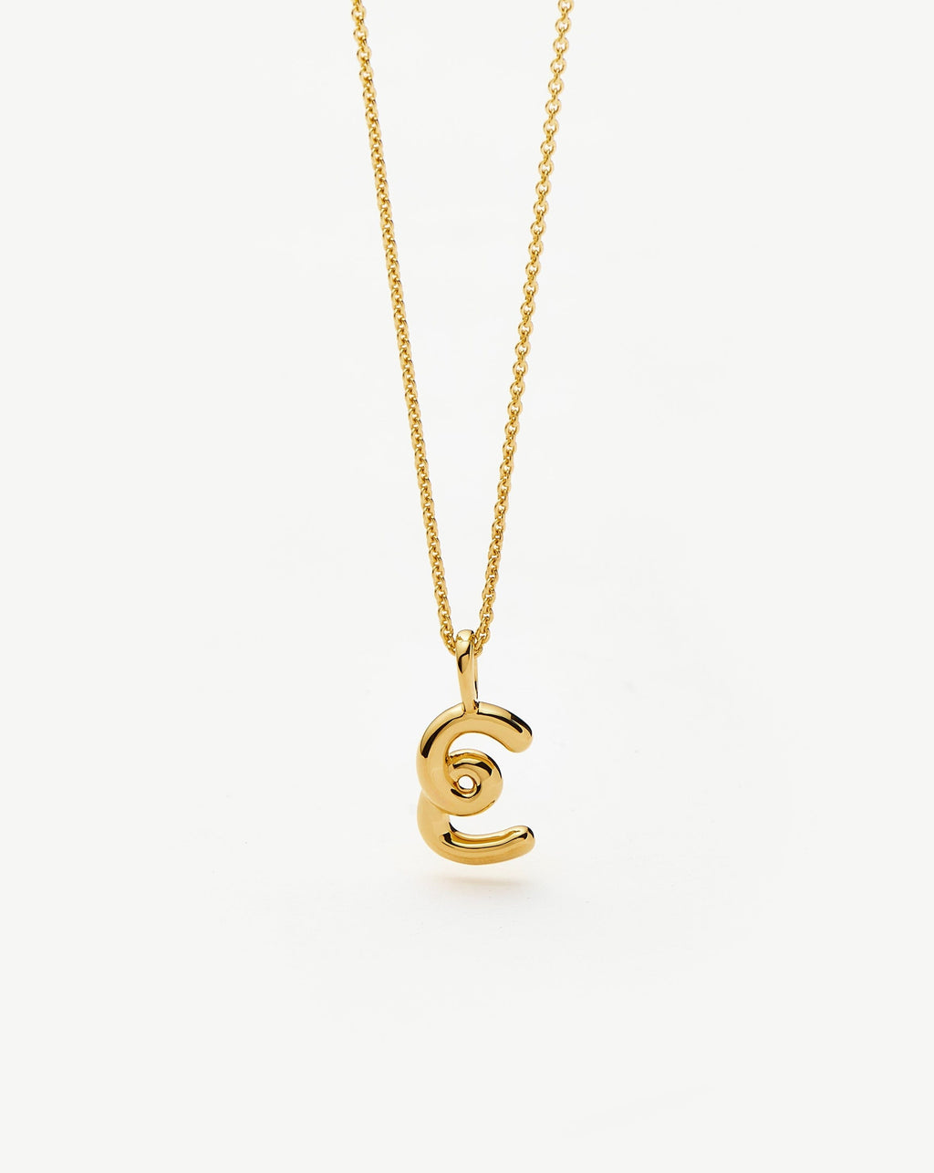 Curly Molten Mini Initial Necklace - E | 18ct Gold Vermeil