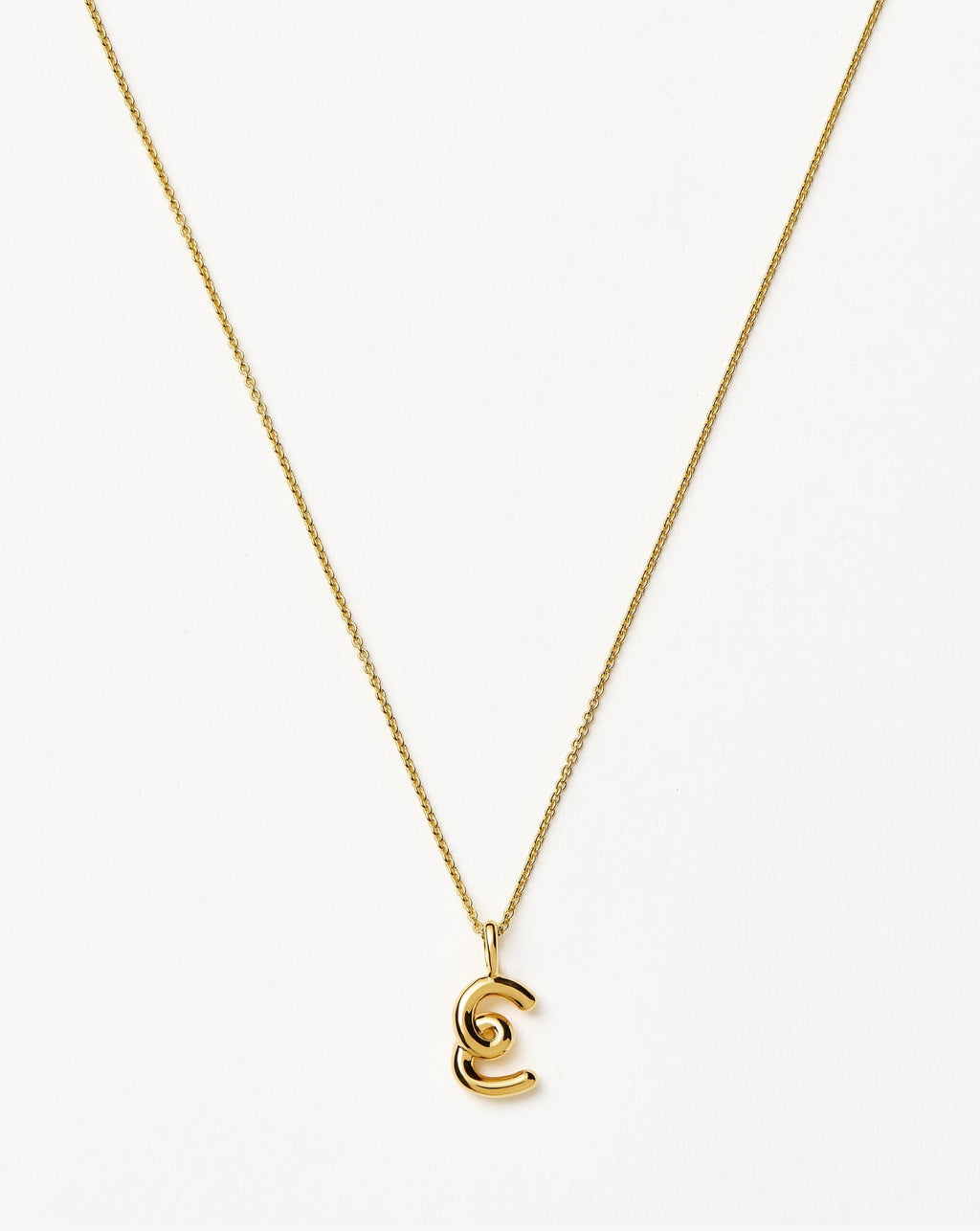 Curly Molten Mini Initial Necklace - E | 18ct Gold Vermeil