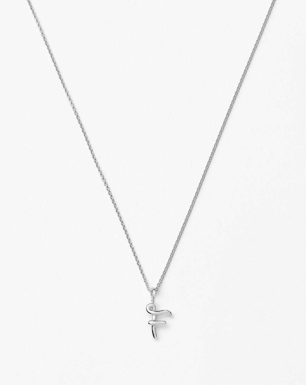 Curly Molten Mini Initial Necklace - F | Sterling Silver