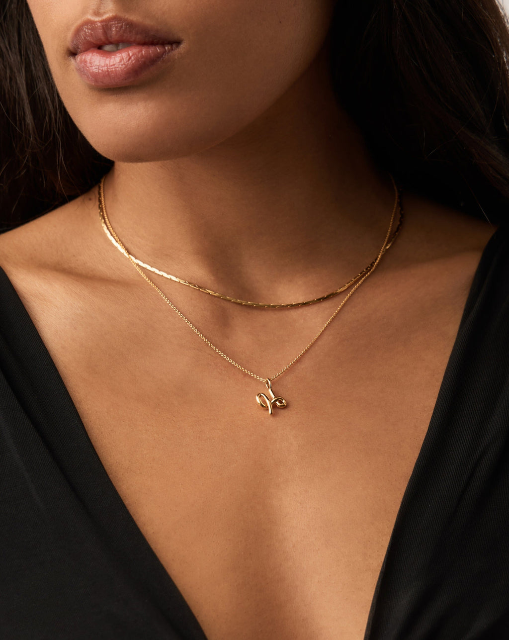 Curly Molten Mini Initial Necklace - H | 18ct Gold Vermeil