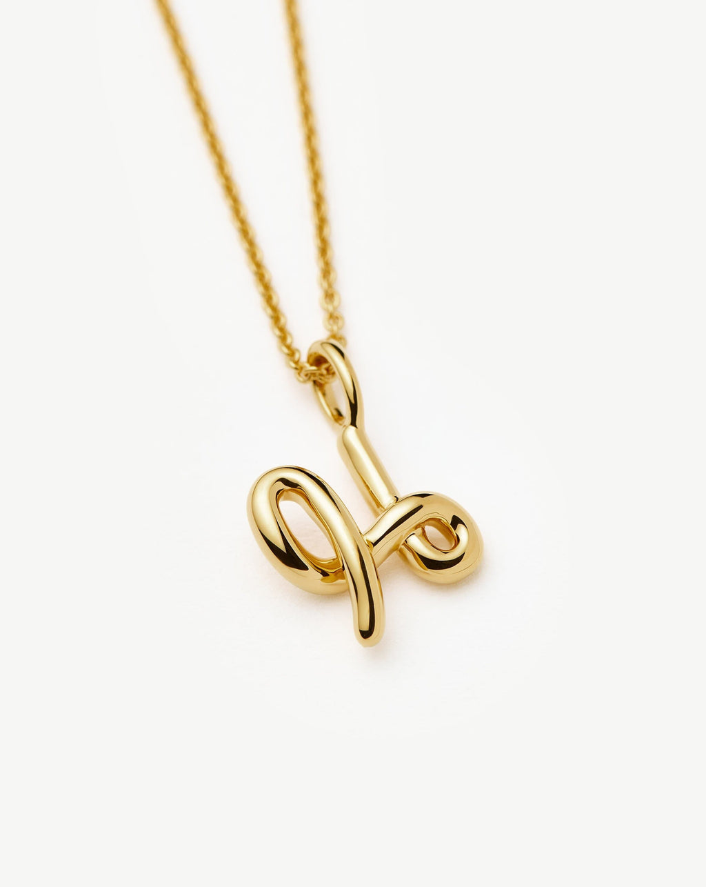 Curly Molten Mini Initial Necklace - H | 18ct Gold Vermeil