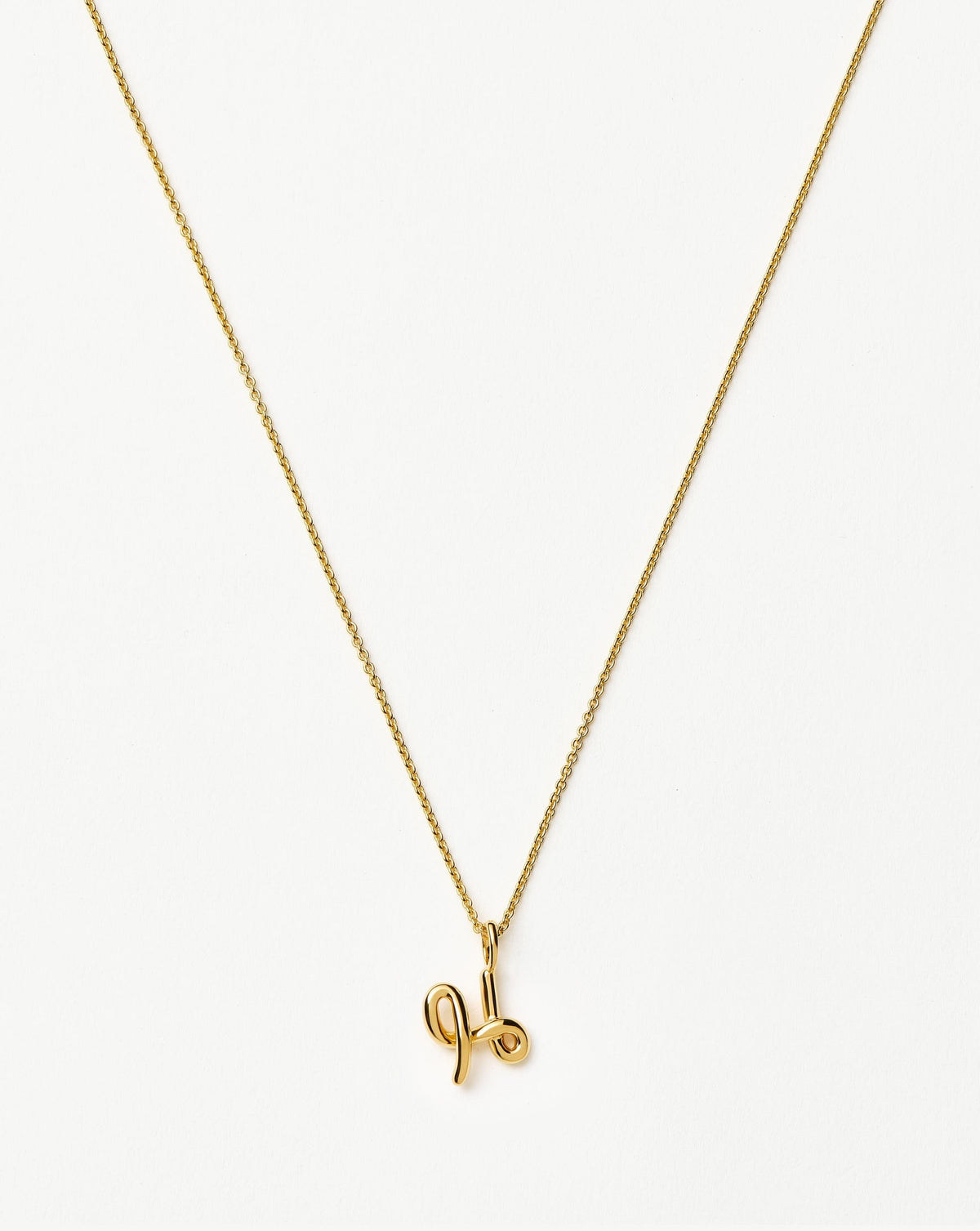 Curly Molten Mini Initial Necklace - H | 18ct Gold Vermeil