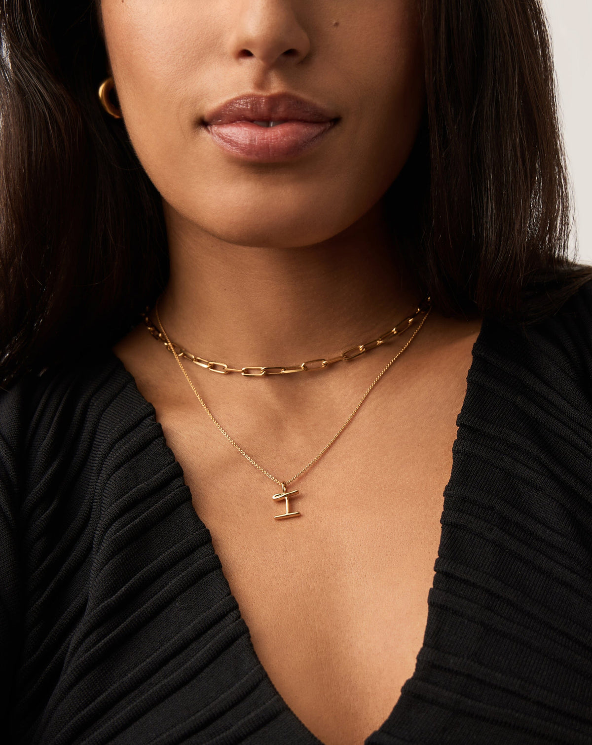 Curly Molten Mini Initial Necklace - I | 18ct Gold Vermeil