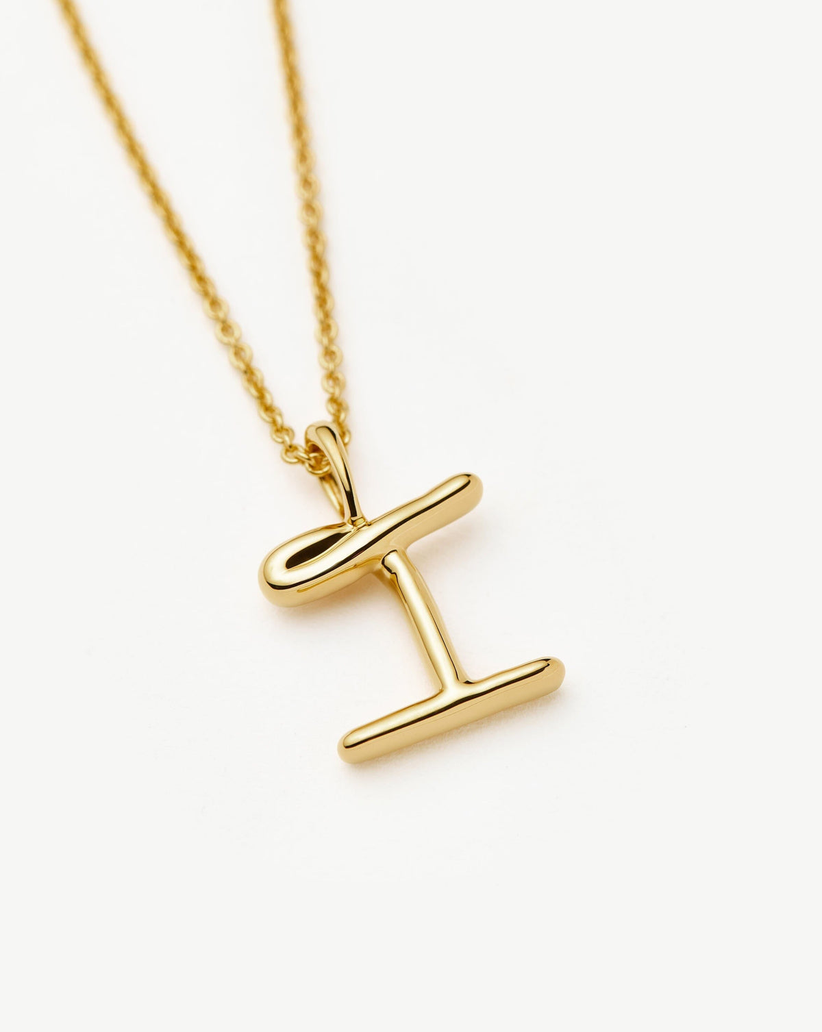 Curly Molten Mini Initial Necklace - I | 18ct Gold Vermeil