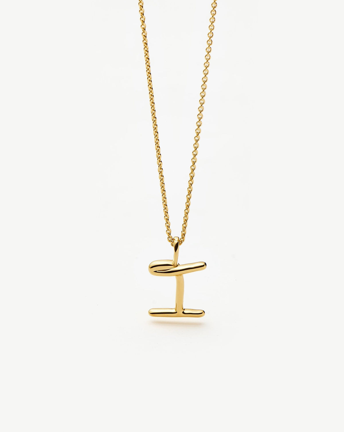 Curly Molten Mini Initial Necklace - I | 18ct Gold Vermeil