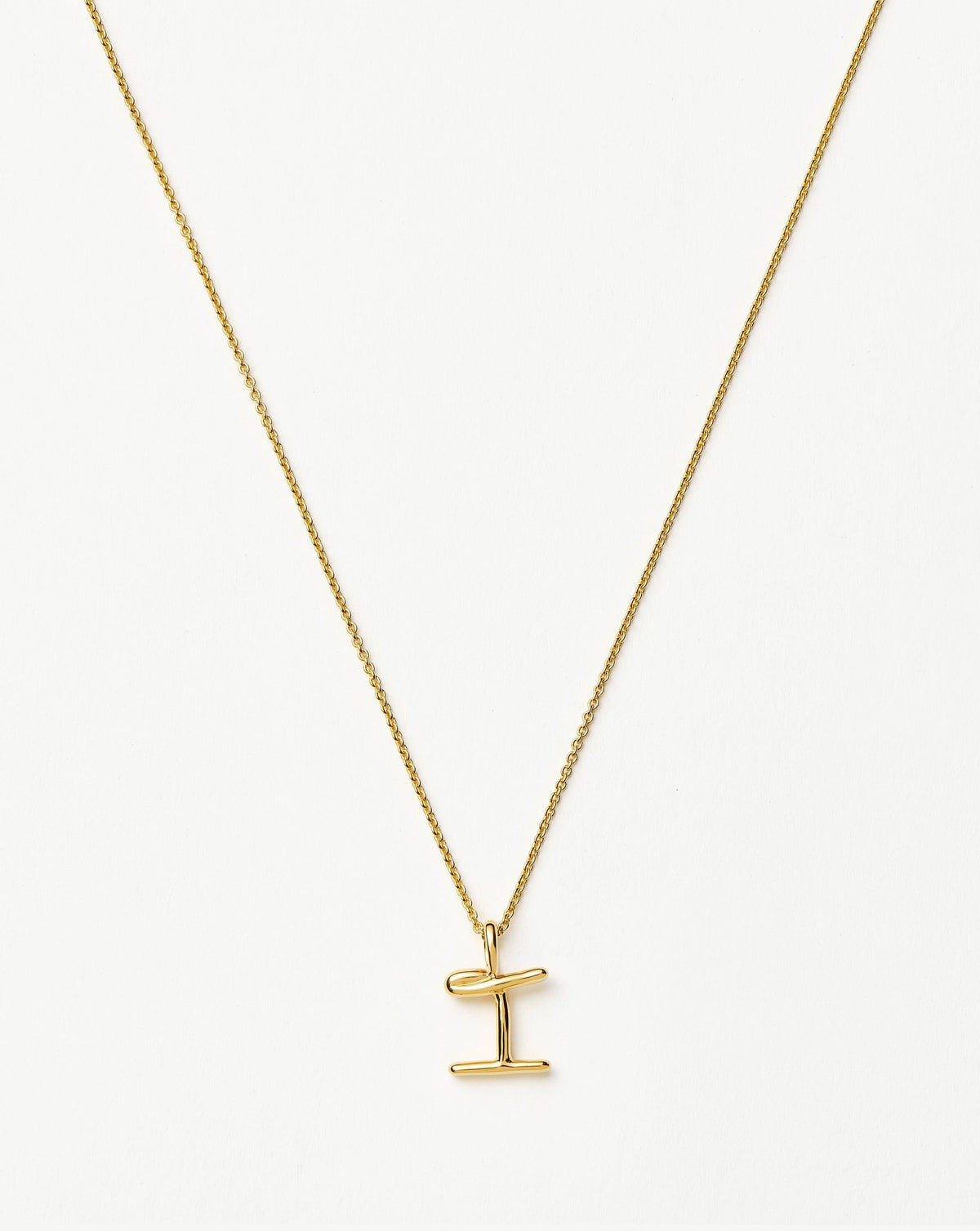 Curly Molten Mini Initial Necklace - I | 18ct Gold Vermeil