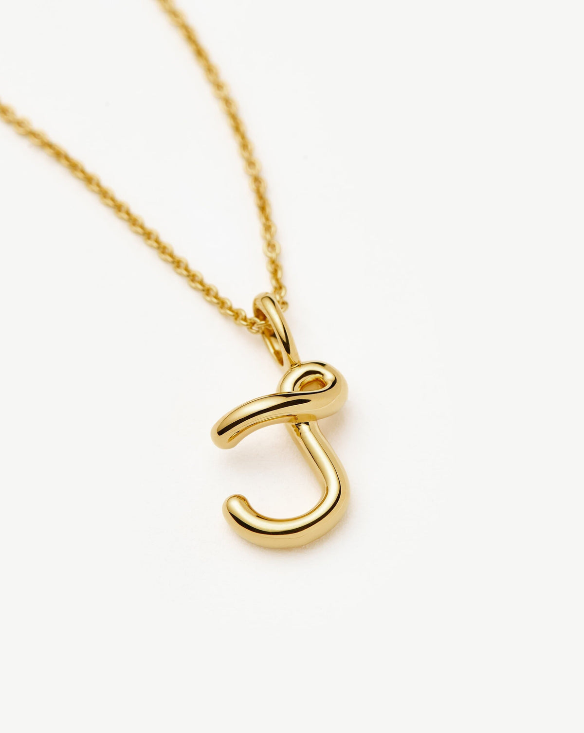 Curly Molten Mini Initial Necklace - J | 18ct Gold Vermeil