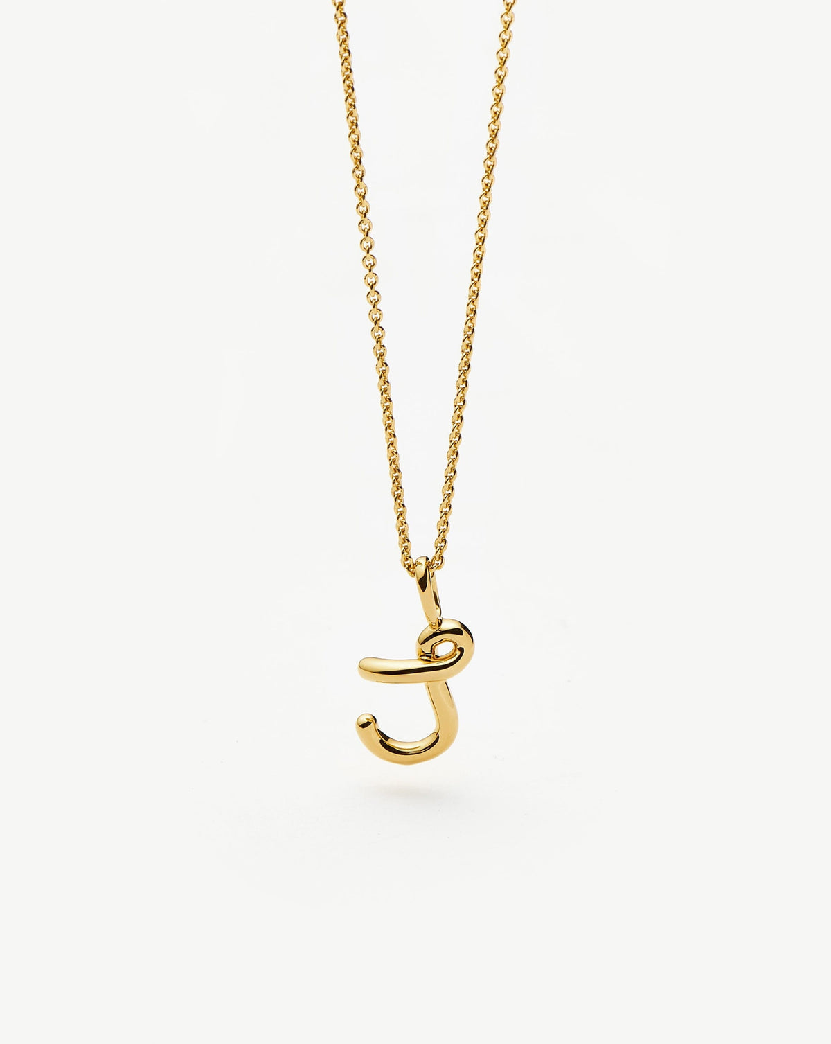 Curly Molten Mini Initial Necklace - J | 18ct Gold Vermeil
