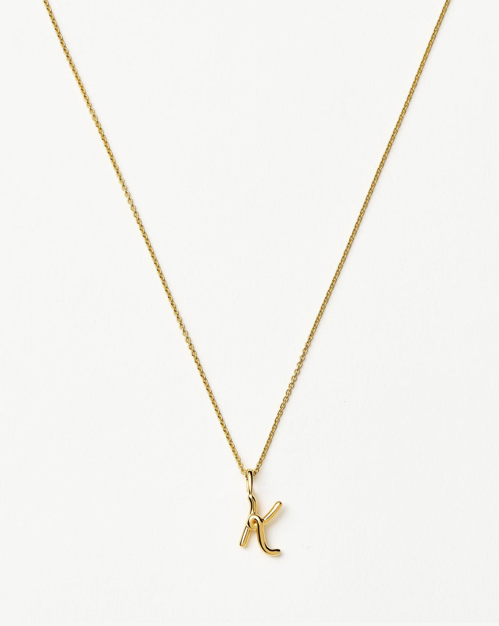 Curly Molten Mini Initial Necklace - K | 18ct Gold Vermeil