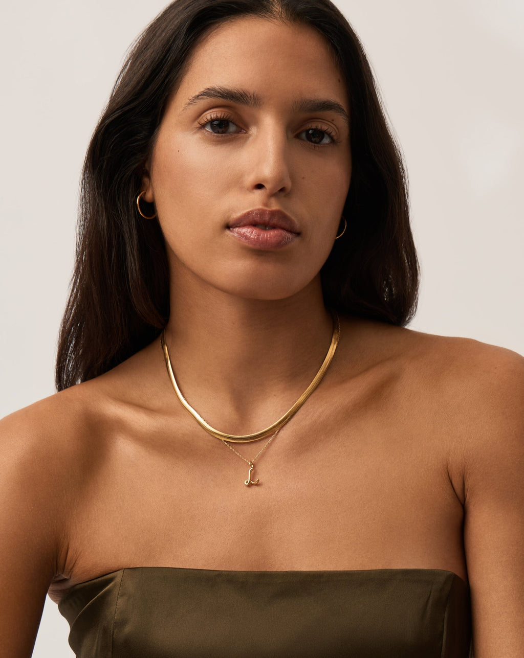 Curly Molten Mini Initial Necklace - L | 18ct Gold Vermeil