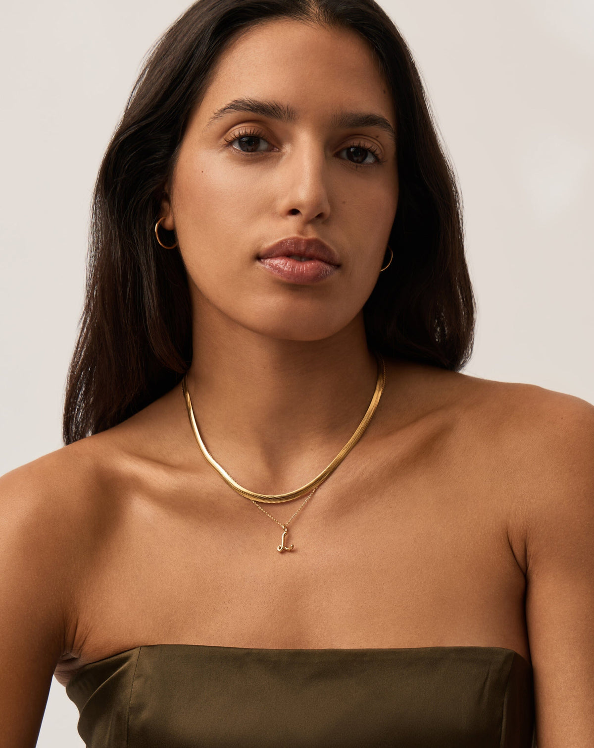 Curly Molten Mini Initial Necklace - L | 18ct Gold Vermeil