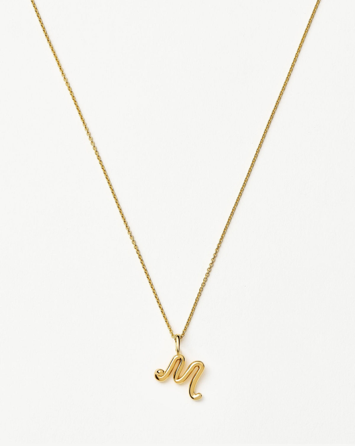 Curly Molten Mini Initial Necklace - M | 18ct Gold Vermeil