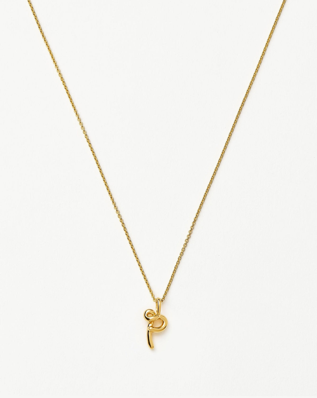 Curly Molten Mini Initial Necklace - P | 18ct Gold Vermeil