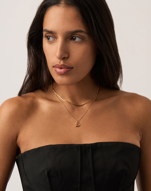 Curly Molten Mini Initial Necklace - S | 18ct Gold Vermeil