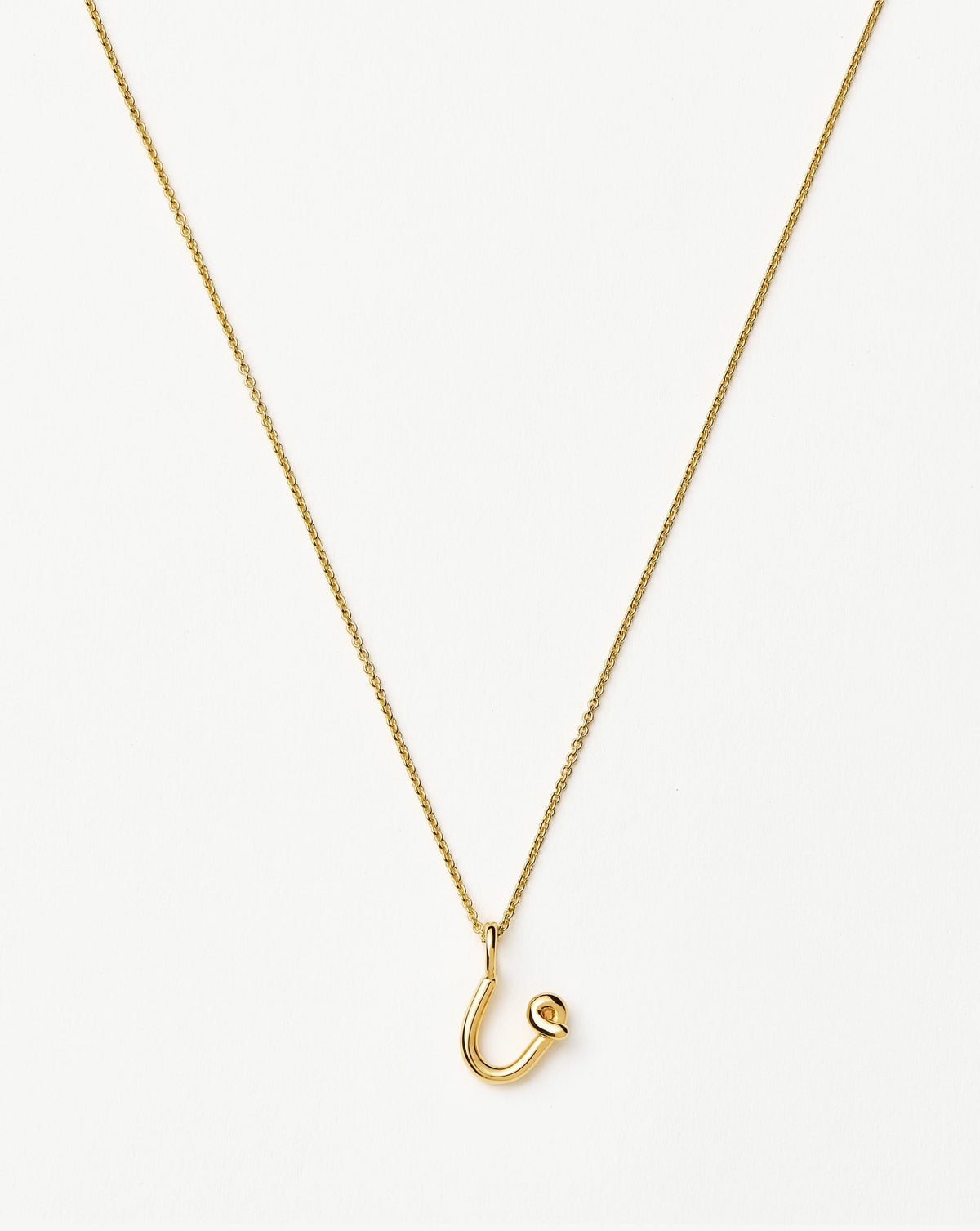 Curly Molten Mini Initial Necklace - U | 18ct Gold Vermeil