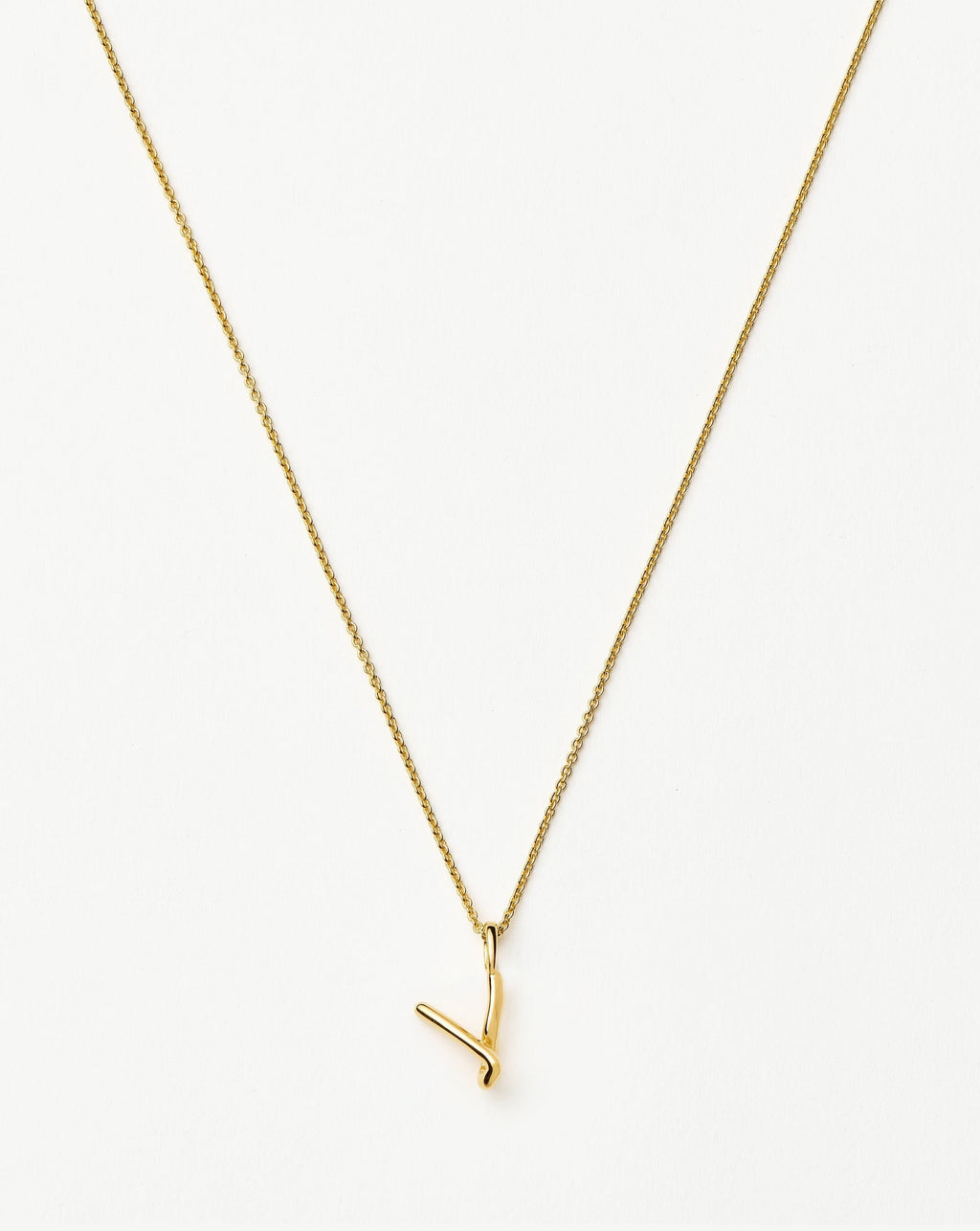 Curly Molten Mini Initial Necklace - V | 18ct Gold Vermeil