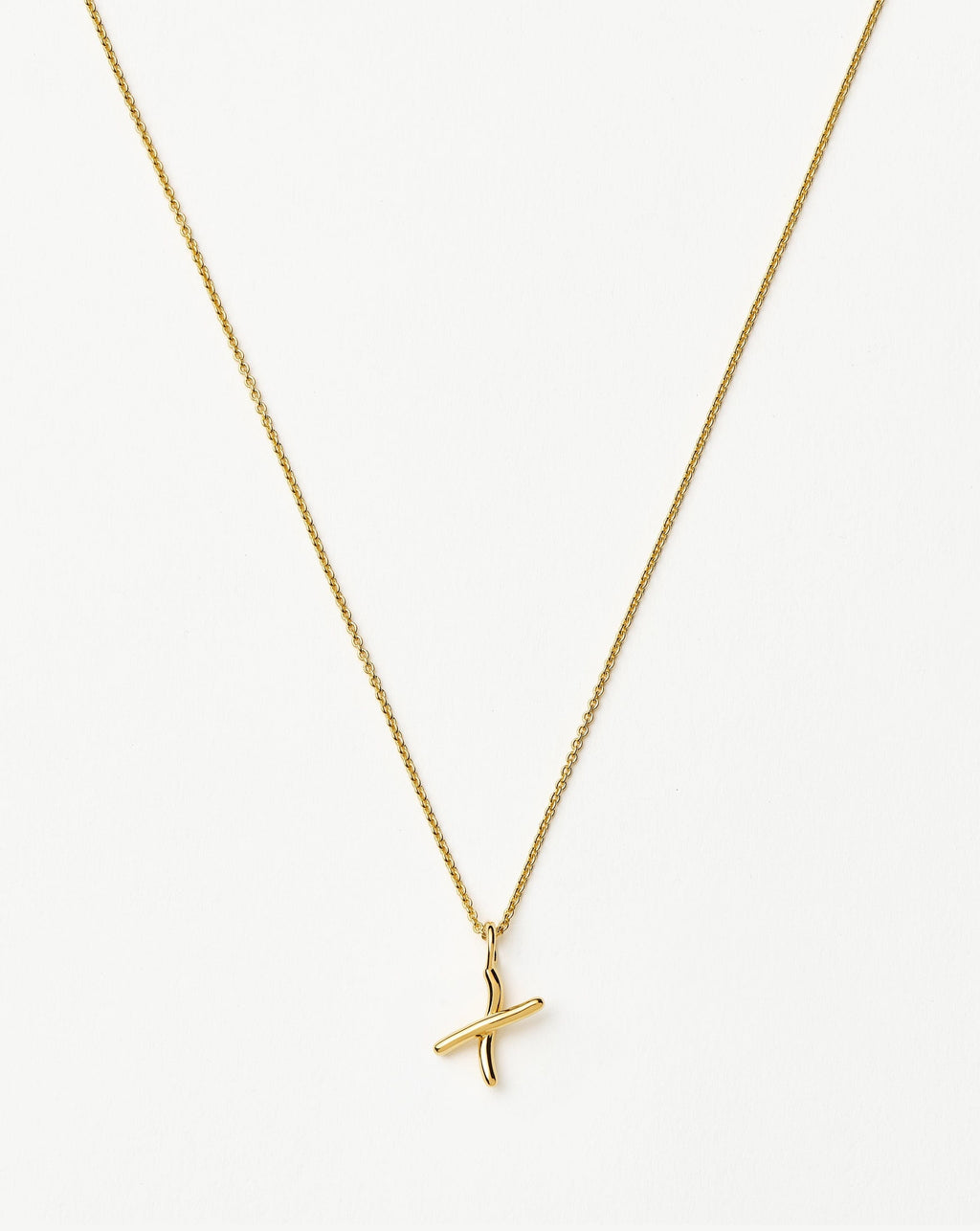 Curly Molten Mini Initial Necklace - X | 18ct Gold Vermeil