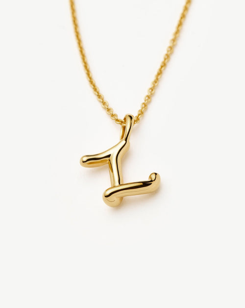 Curly Molten Mini Initial Necklace - Z | 18ct Gold Vermeil