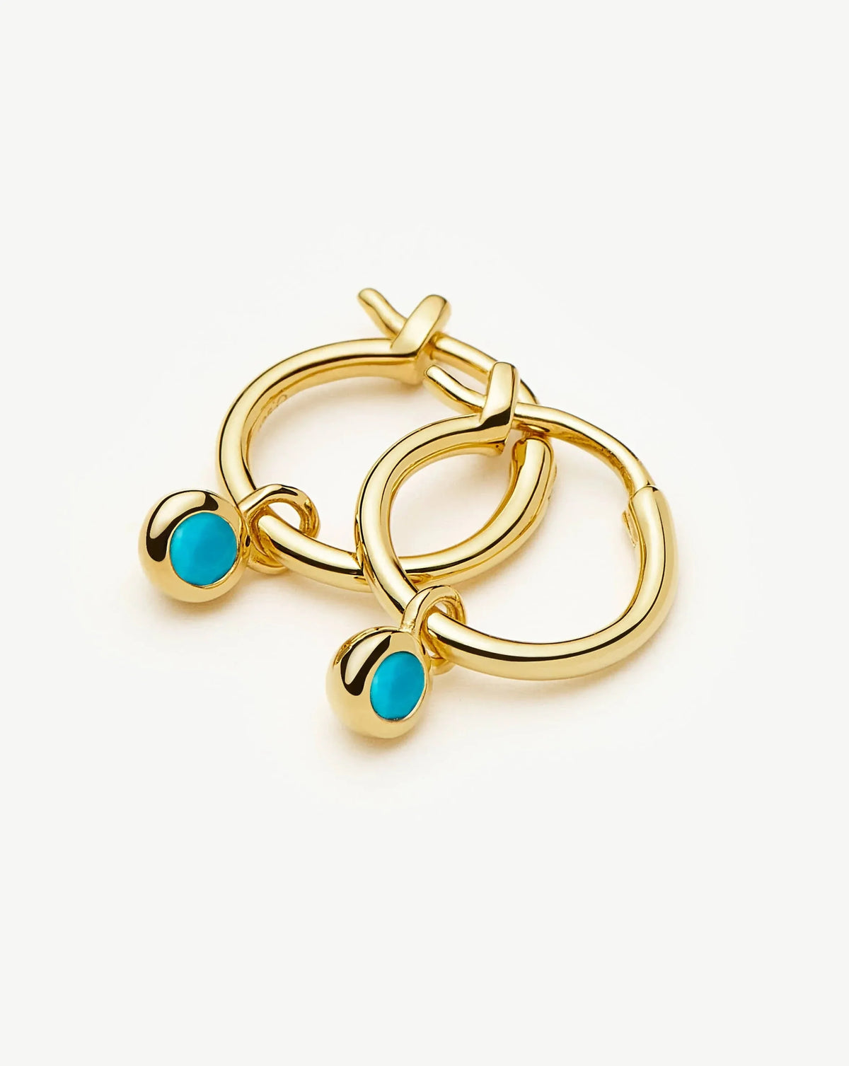 December Birthstone Mini Charm Hoop Earrings | 18ct Gold Plated/Turquoise Magnesite