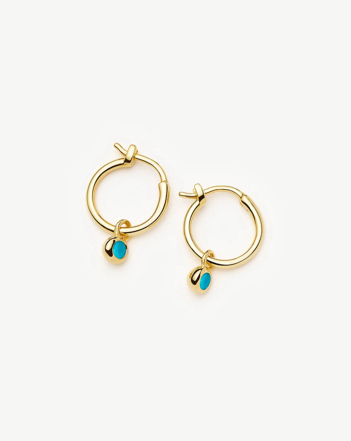 December Birthstone Mini Charm Hoop Earrings | 18ct Gold Plated/Turquoise Magnesite