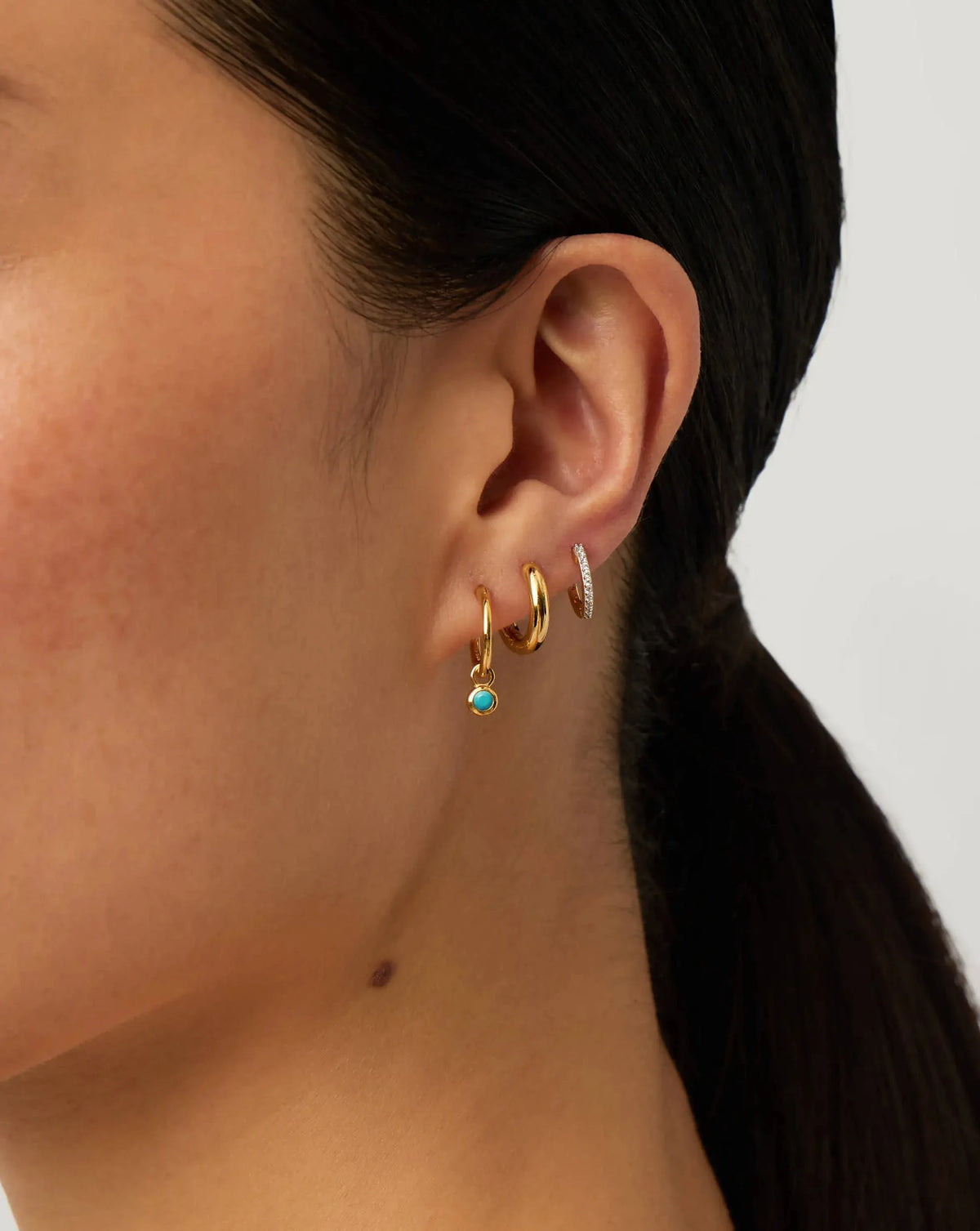 December Birthstone Mini Charm Hoop Earrings | 18ct Gold Plated/Turquoise Magnesite