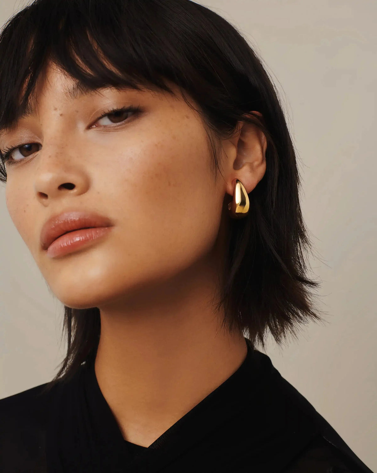 Dome Medium Hoop Earrings | 18ct Gold Plated