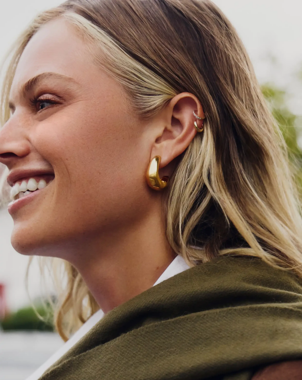Dome Medium Hoop Earrings | 18ct Gold Plated