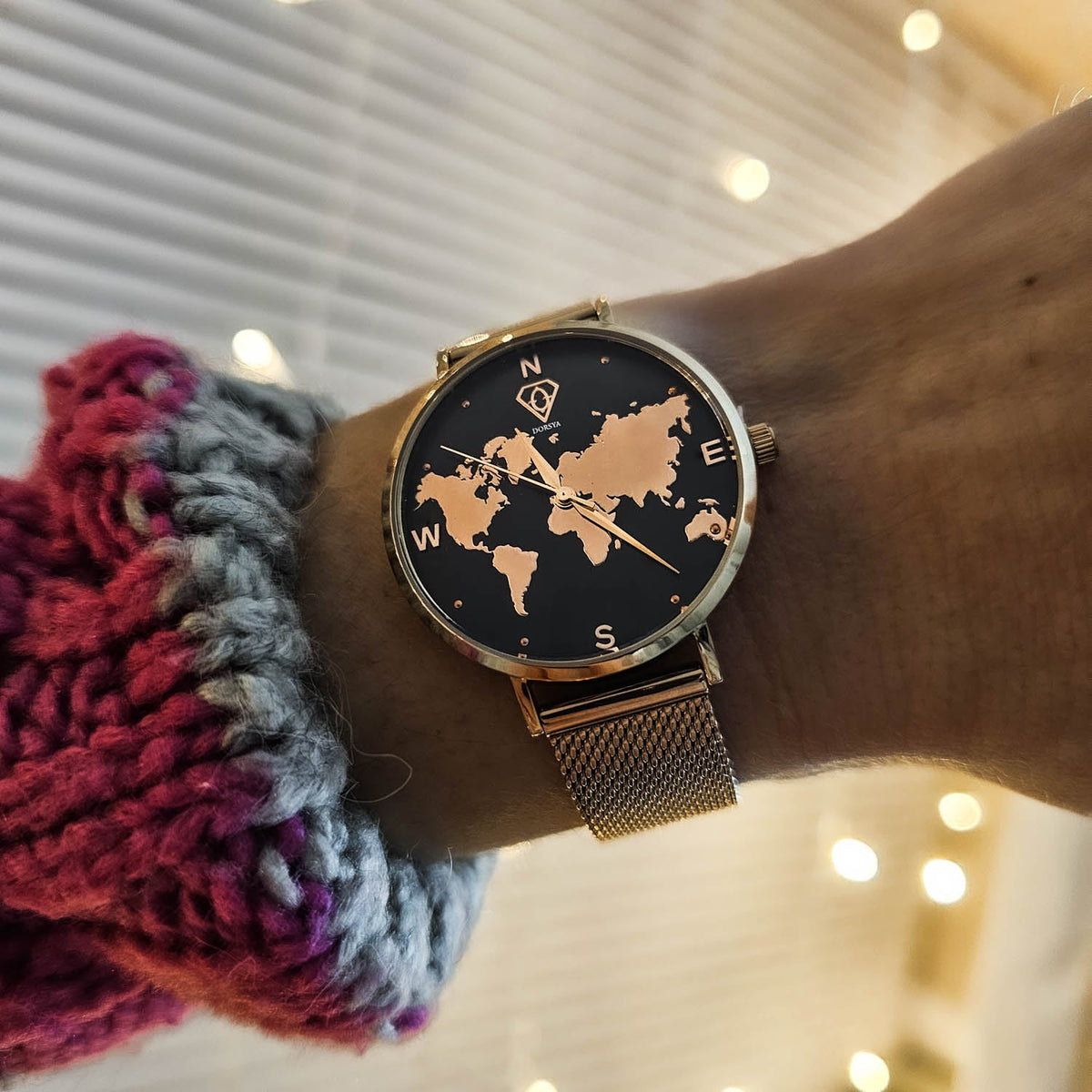 Asteria Rose Gold World Map Watch