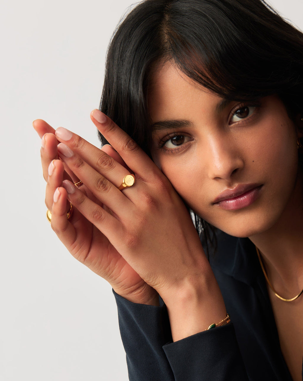 Engravable Round Signet Ring | 18ct Gold Plated