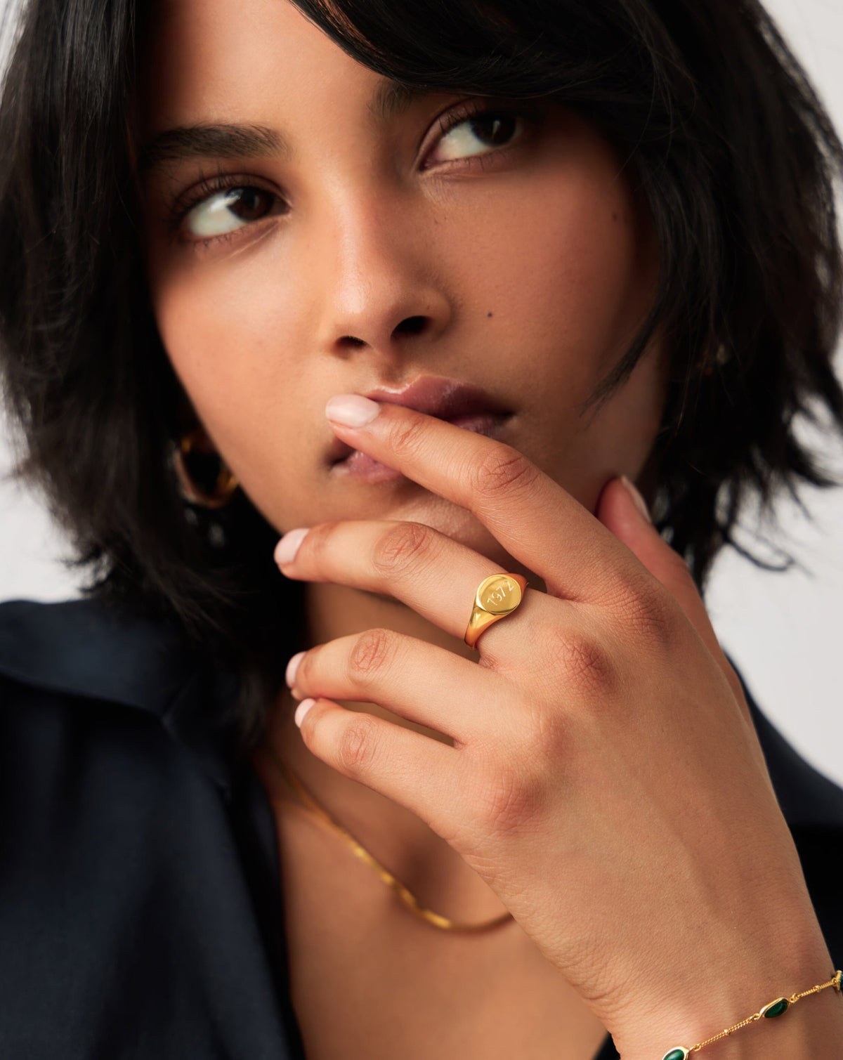Engravable Round Signet Ring | 18ct Gold Plated