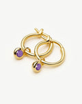 February Birthstone Mini Charm Hoop Earrings | 18ct Gold Plated/Amethyst