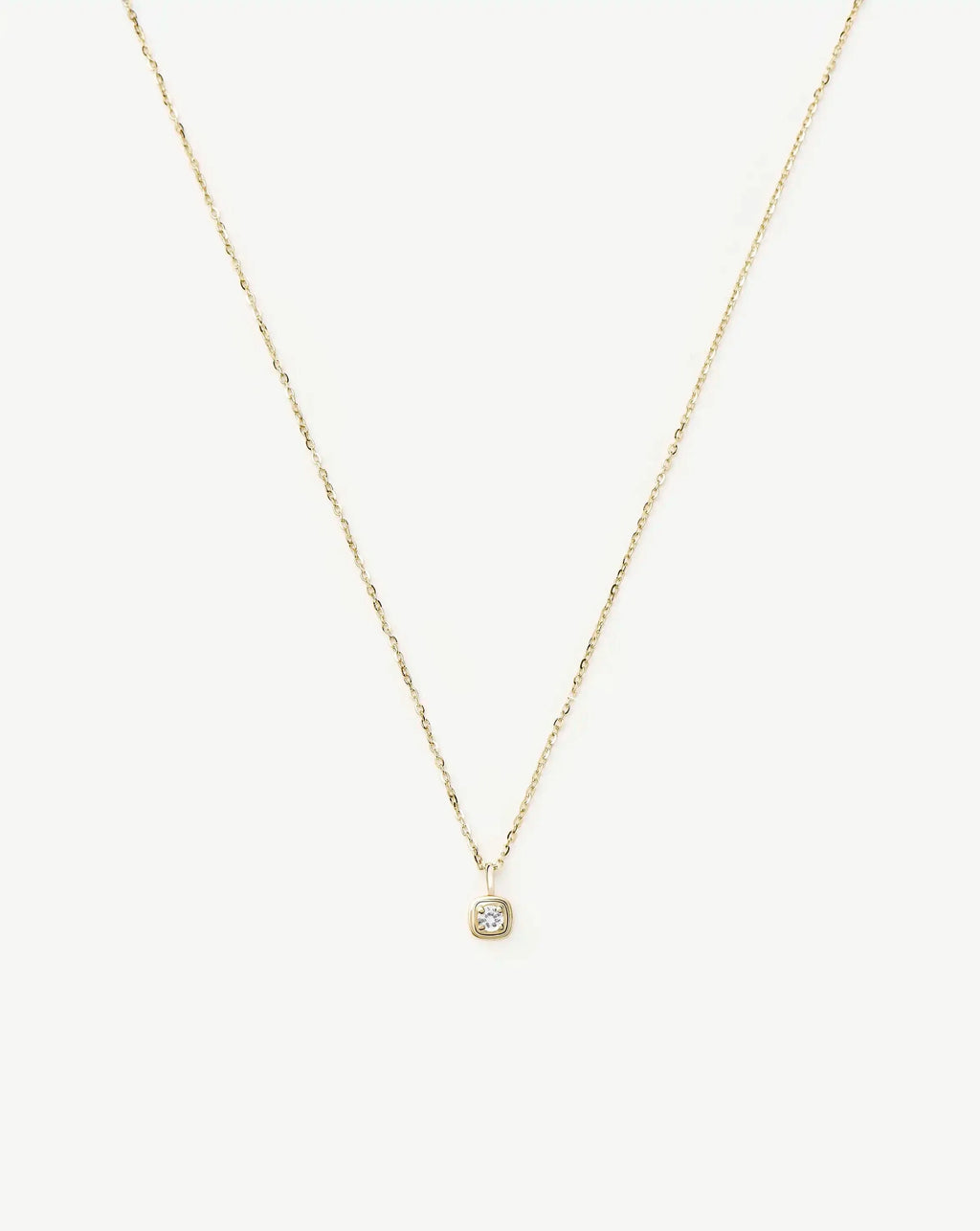 Solid Gold April Birthstone Pendant Necklace | 14ct Solid Gold/White Sapphire