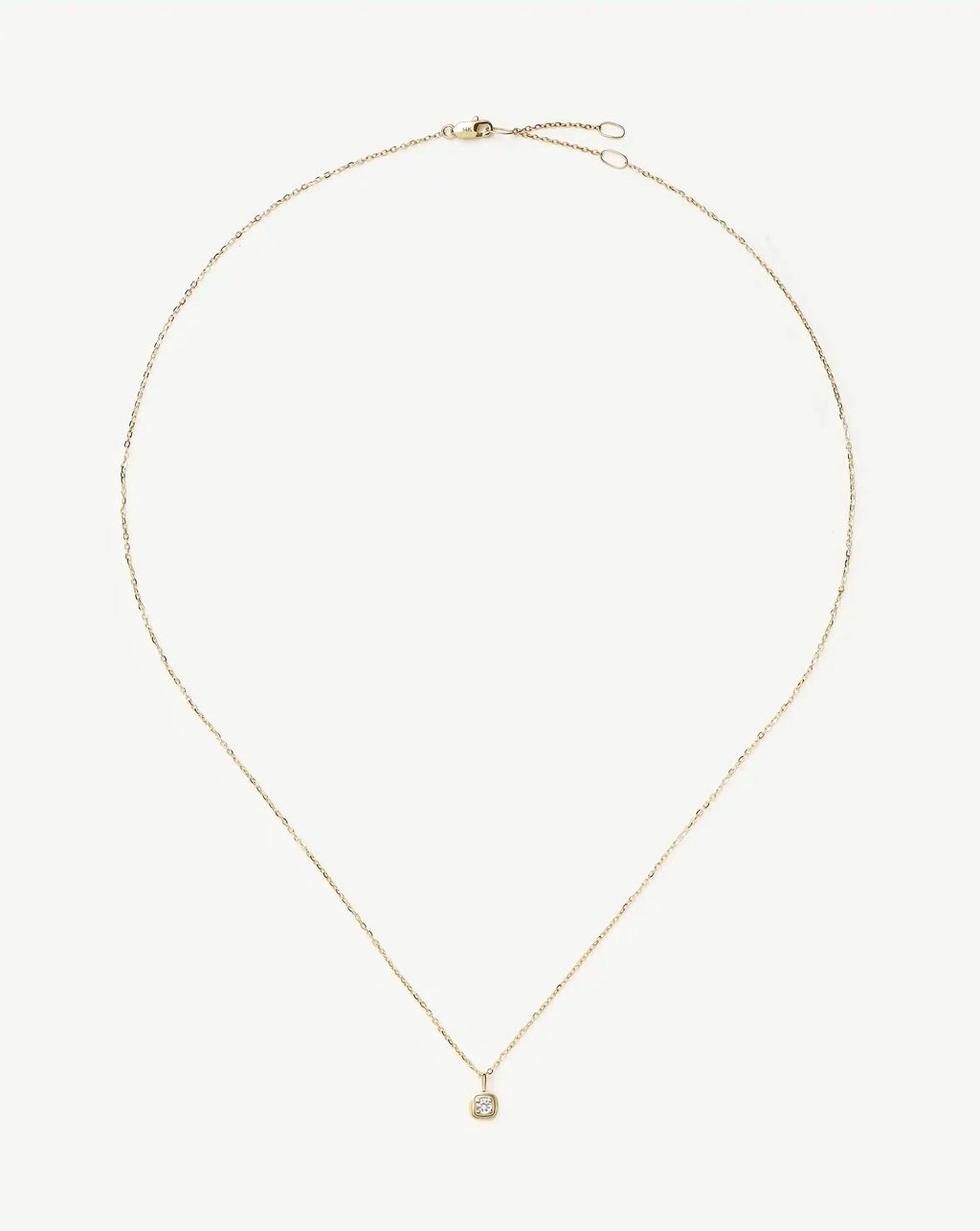 Solid Gold April Birthstone Pendant Necklace | 14ct Solid Gold/White Sapphire