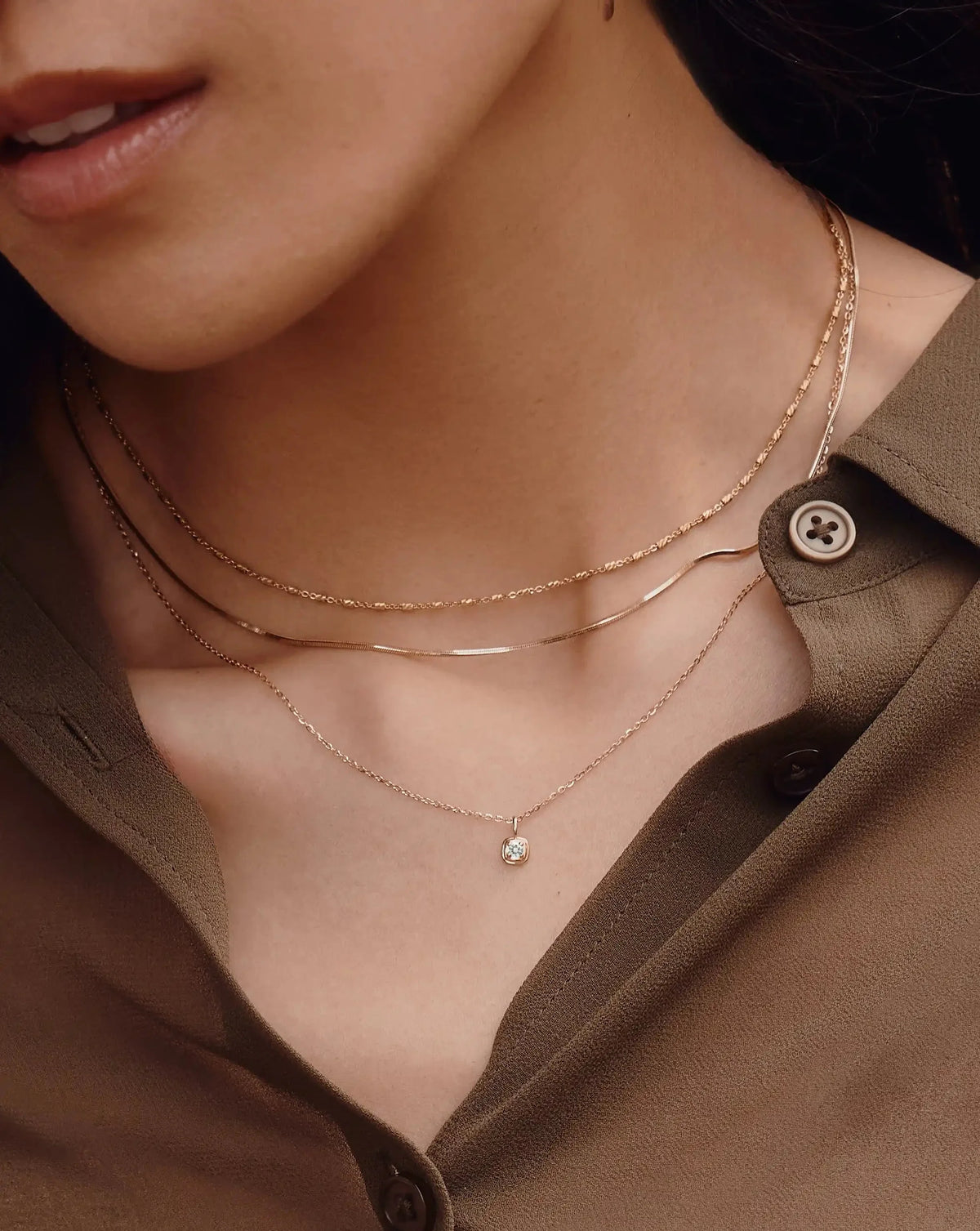Solid Gold April Birthstone Pendant Necklace | 14ct Solid Gold/White Sapphire