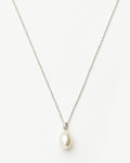 Solid Gold Baroque Pearl Organic Pendant Necklace | 14ct Solid White Gold/Pearl