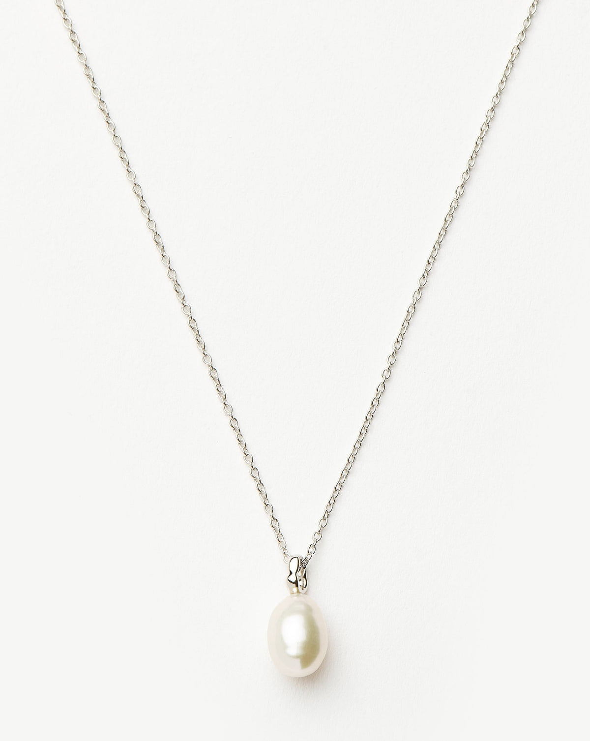 Solid Gold Baroque Pearl Organic Pendant Necklace | 14ct Solid White Gold/Pearl