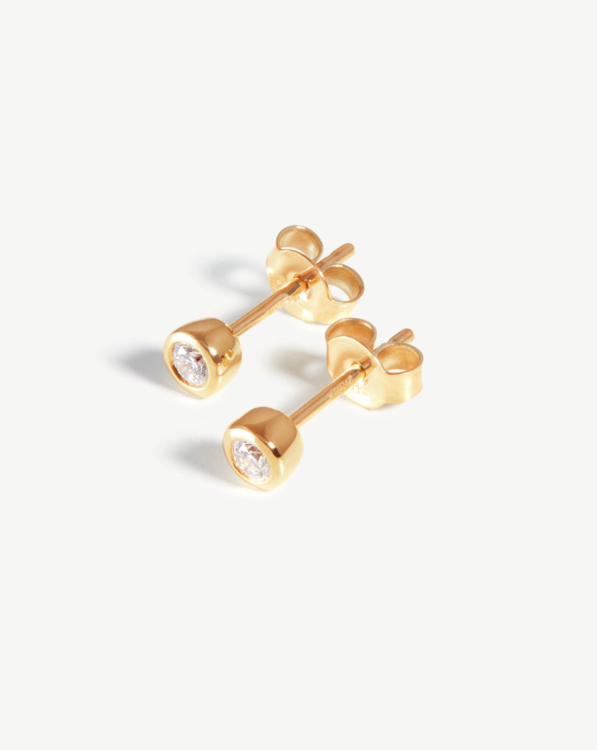 Solid Gold Classic Solitaire Diamond Stud Earrings | 9ct Solid Yellow Gold