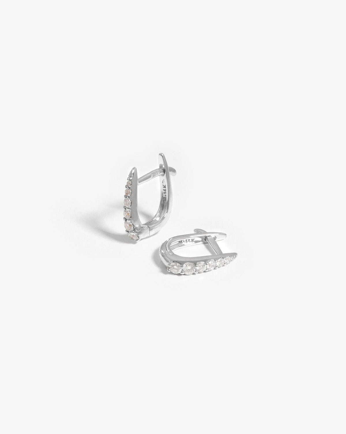 Solid Gold Claw Huggies | 9ct Solid White Gold/Diamond