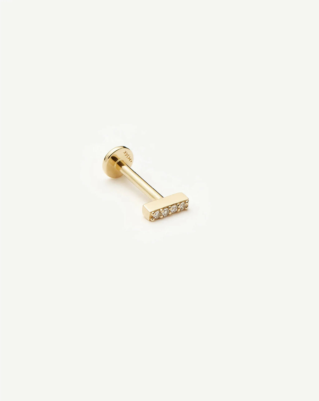 Solid Gold Diamond Bar Flat Back Stud Earring | 9ct Solid Yellow Gold/Diamond
