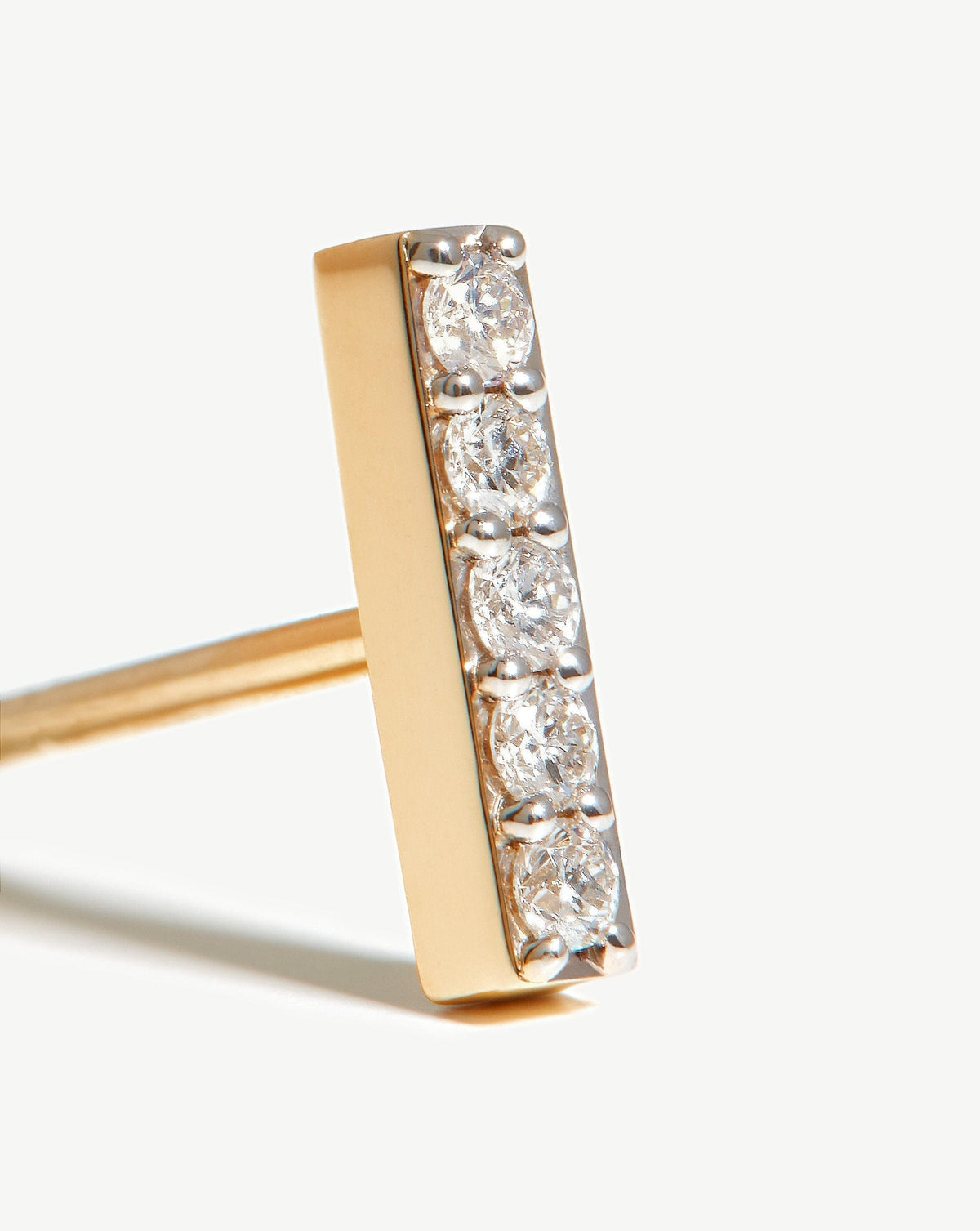 Solid Gold Diamond Bar Stud Earrings | 9ct Solid Yellow Gold/Diamond