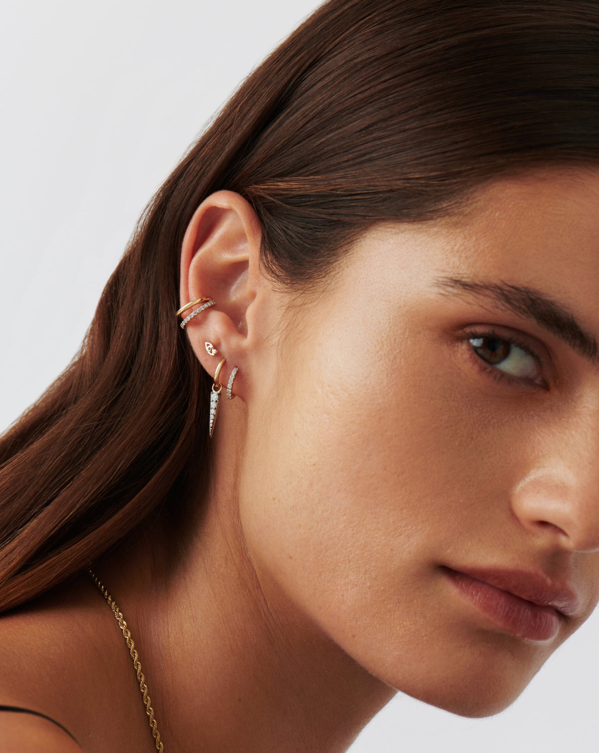 Solid Gold Evil Eye Single Stud Earring