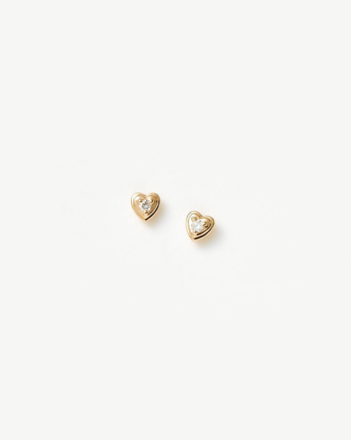 Solid Gold Diamond Heart Stud Earrings