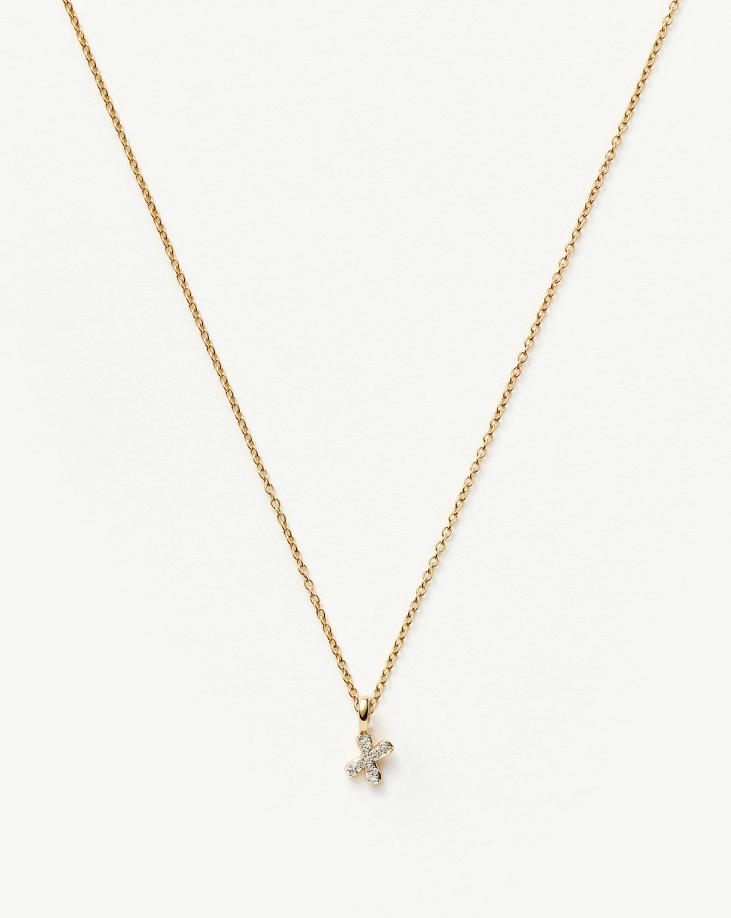Solid Gold Diamond Initial Mini Pendant Necklace - X | 14ct Solid Yellow Gold Plated/Diamond