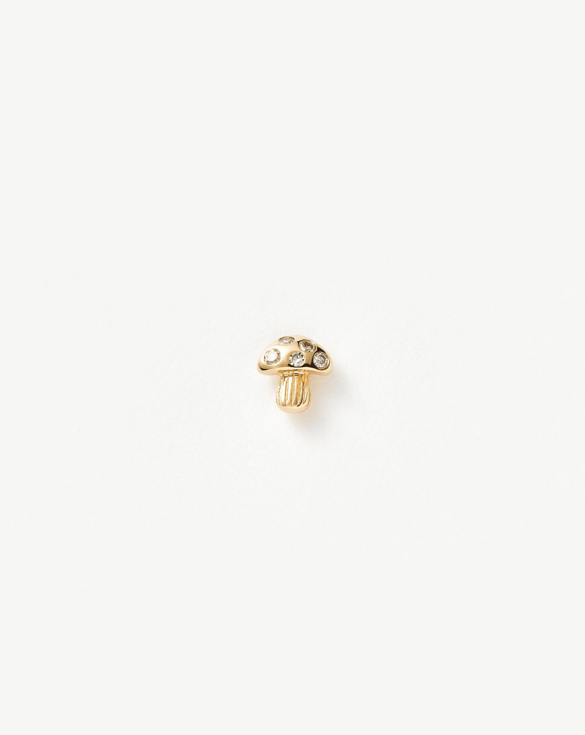 Solid Gold Diamond Mushroom Single Stud Earring